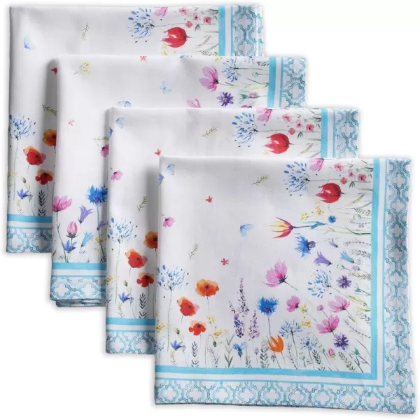 Maison d Hermine Napkins 20x20 100 Cotton Decorative Washable Table Cloth Napkin for Gifts Kitchen Party Wedding Restaurant amp Camping Indian Floral  SpringSummer Set of 421  Flower in the Field 20x20