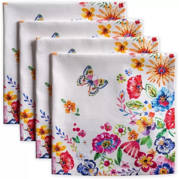 Maison d Hermine Napkins 20x20 100 Cotton Decorative Washable Table Cloth Napkin for Gifts Kitchen Party Wedding Restaurant amp Camping Indian Floral  SpringSummer Set of 420  Happy Florals  High Summer 20x20