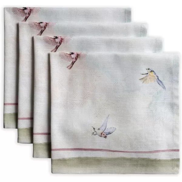 Maison d Hermine Napkins 20x20 100 Cotton Decorative Washable Table Cloth Napkin for Gifts Kitchen Party Wedding Restaurant amp Camping Indian Floral  SpringSummer Set of 418  Flying Birds 20x20