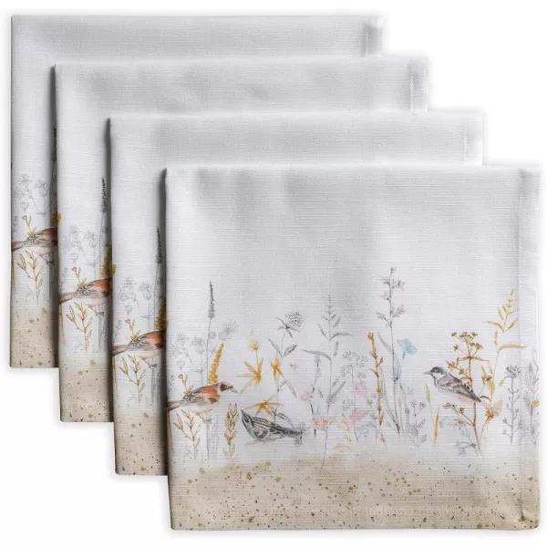 Maison d Hermine Napkins 20x20 100 Cotton Decorative Washable Table Cloth Napkin for Gifts Kitchen Party Wedding Restaurant amp Camping Indian Floral  SpringSummer Set of 435  Meadow Florals  Beige 20x20