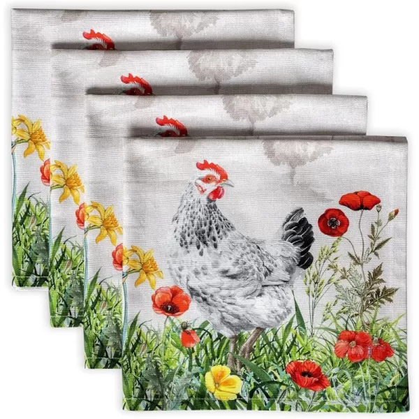 Maison d Hermine Napkins 20x20 100 Cotton Decorative Washable Table Cloth Napkin for Gifts Kitchen Party Wedding Restaurant amp Camping Indian Floral  SpringSummer Set of 425  Basse Cour 20x20