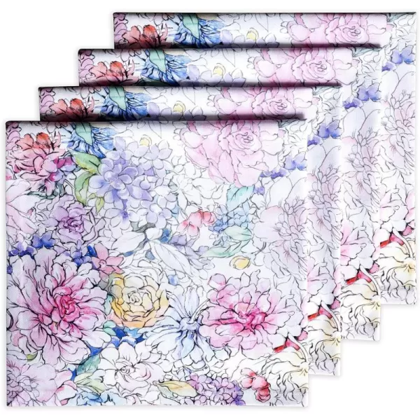 Maison d Hermine Napkins 20x20 100 Cotton Decorative Washable Table Cloth Napkin for Gifts Kitchen Party Wedding Restaurant amp Camping Indian Floral  SpringSummer Set of 412  Floral Love 20x20