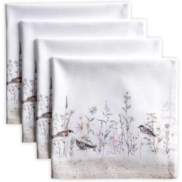 Maison d Hermine Napkins 20x20 100 Cotton Decorative Washable Table Cloth Napkin for Gifts Kitchen Party Wedding Restaurant amp Camping Indian Floral  SpringSummer Set of 429  Meadow Florals  Brown 20x20