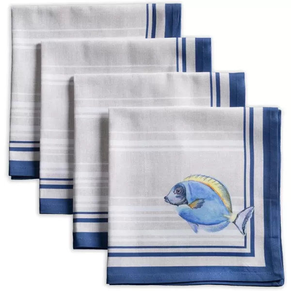 Maison d Hermine Napkins 20x20 100 Cotton Decorative Washable Table Cloth Napkin for Gifts Kitchen Party Wedding Restaurant amp Camping Indian Floral  SpringSummer Set of 442  Poisson 20x20