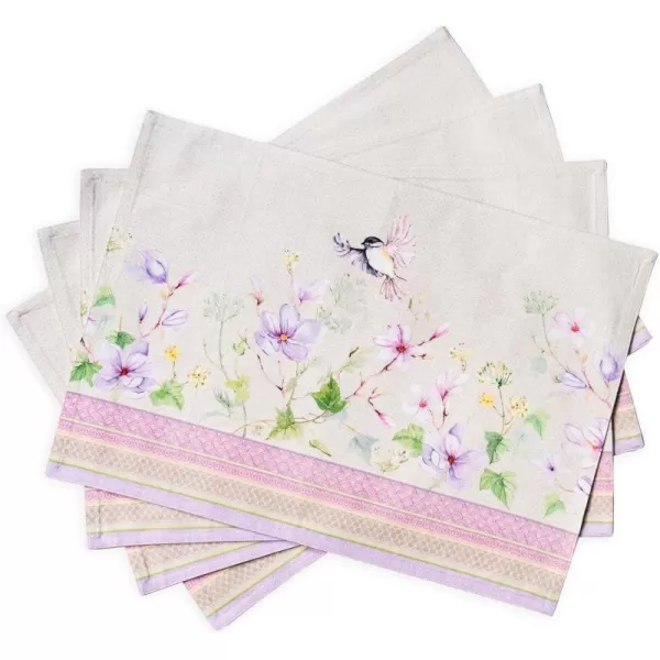 Maison d Hermine Placemat 100 Cotton Cloth Placemats Decorative Washable Placemats Home Kitchen Dining Cocktail Parties amp Camping Magnolia Mornings  SpringSummer Set of 4Set of 4 51  Magnolia Mornings