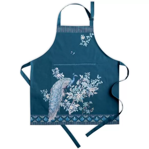 Maison d Hermine Premium 100 Combed Cotton Kitchen Apron with an Adjustable Neck with Long Ties for Women Men ChefPeacock Uthopia  Deep Sea