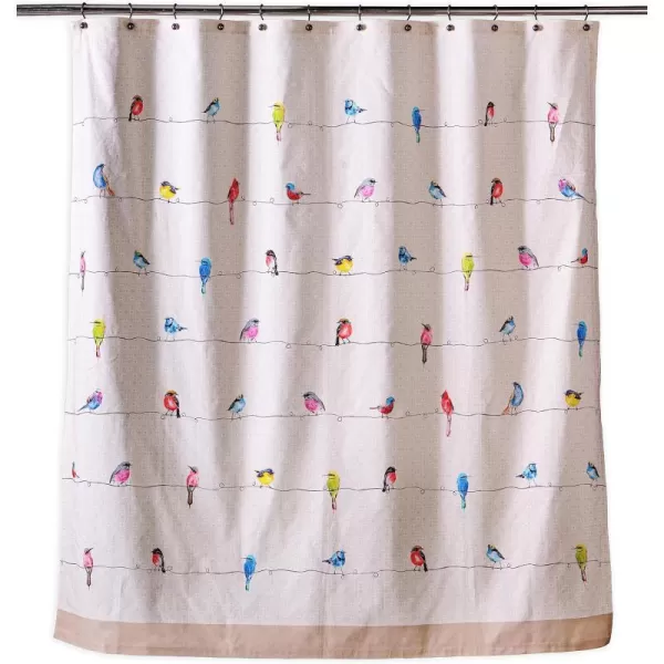 Maison d Hermine Shower Curtain 100 Cotton One Panel 70x72 Darkening Bath Shower Curtains Easy Hanging with 12 Button Holes for Bathrooms Tropiques01  Birdies on Wire