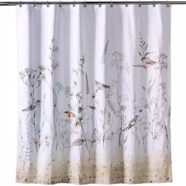 Maison d Hermine Shower Curtain 100 Cotton One Panel 70x72 Darkening Bath Shower Curtains Easy Hanging with 12 Button Holes for Bathrooms Tropiques09  Meadow Florals