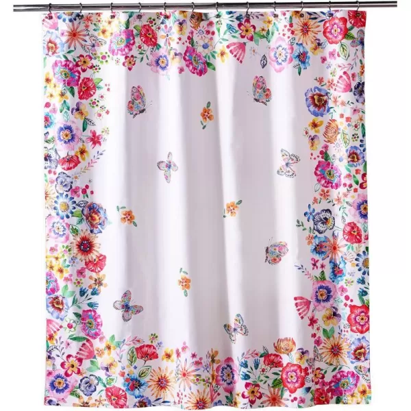Maison d Hermine Shower Curtain 100 Cotton One Panel 70x72 Darkening Bath Shower Curtains Easy Hanging with 12 Button Holes for Bathrooms Tropiques23  Happy Florals