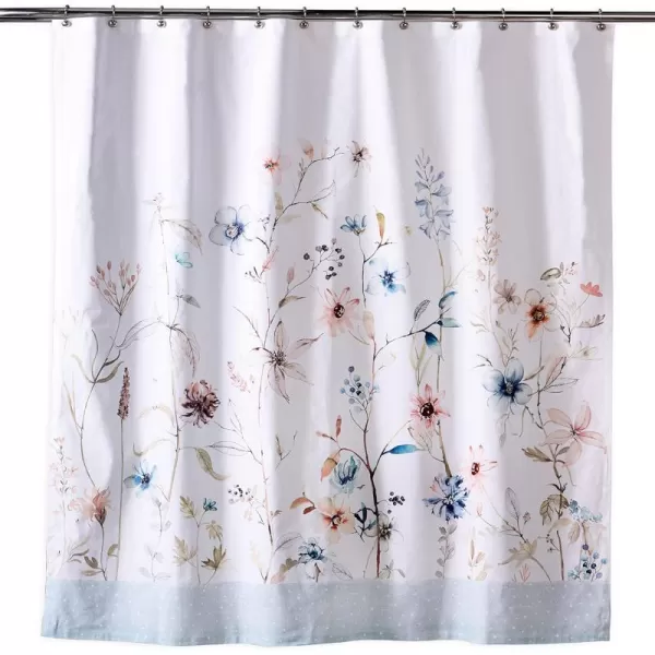 Maison d Hermine Shower Curtain 100 Cotton One Panel 70x72 Darkening Bath Shower Curtains Easy Hanging with 12 Button Holes for Bathrooms TropiquesIce Florals