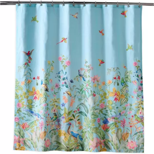 Maison d Hermine Shower Curtain 100 Cotton One Panel 70x72 Darkening Bath Shower Curtains Easy Hanging with 12 Button Holes for Bathrooms TropiquesParadisio