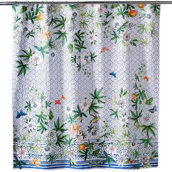 Maison d Hermine Shower Curtain 100 Cotton One Panel 70x72 Darkening Bath Shower Curtains Easy Hanging with 12 Button Holes for Bathrooms TropiquesPassiflora