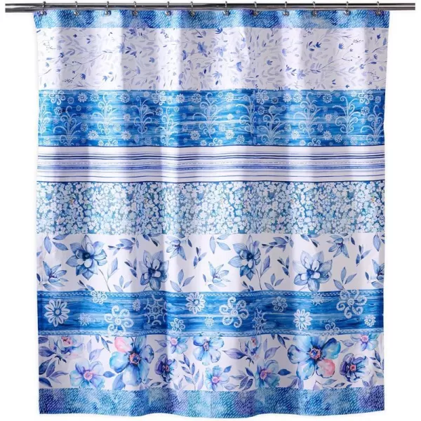 Maison d Hermine Shower Curtain 100 Cotton One Panel 70x72 Darkening Bath Shower Curtains Easy Hanging with 12 Button Holes for Bathrooms TropiquesSummer Blue