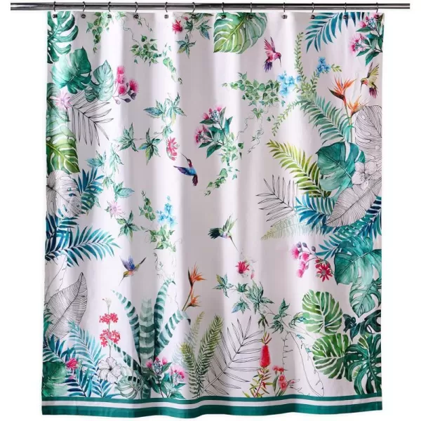 Maison d Hermine Shower Curtain 100 Cotton One Panel 70x72 Darkening Bath Shower Curtains Easy Hanging with 12 Button Holes for Bathrooms TropiquesTropiques