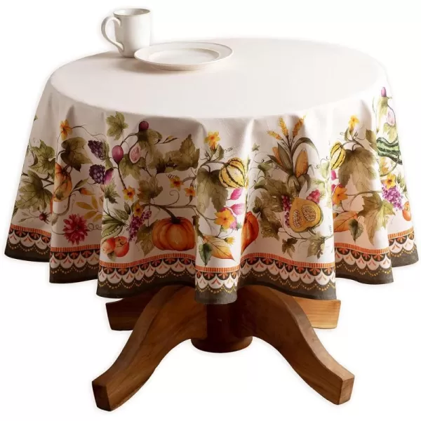 Maison d Hermine Tablecloths 100 Cotton 63 Diameter Decorative Round Tablecloth Washable Table Cover Wedding amp Dining Pumpkin Garden  Cloudy Cream  ThanksgivingChristmasMaison d Hermine Tablecloths 100 Cotton 63 Diameter Decorative Round Tablecloth Washable Table Cover Wedding amp Dining Pumpkin Garden  Cloudy Cream  ThanksgivingChristmas