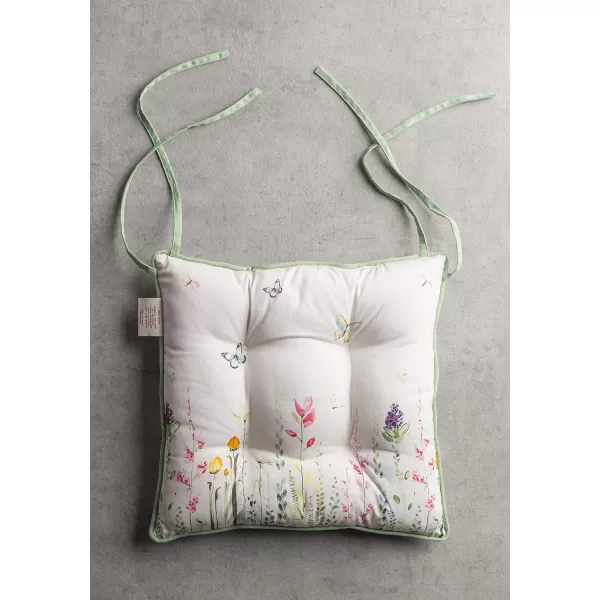 Maison d Hermine Chairpads 100 Cotton Set of 2 Decorative Chair Pads with Ties Polyester Filling CushionPillow for Office Kitchen amp Living Room Birdies On Wire  SpringSummer 16 Inch x 16 InchBotanical Fresh  All Over