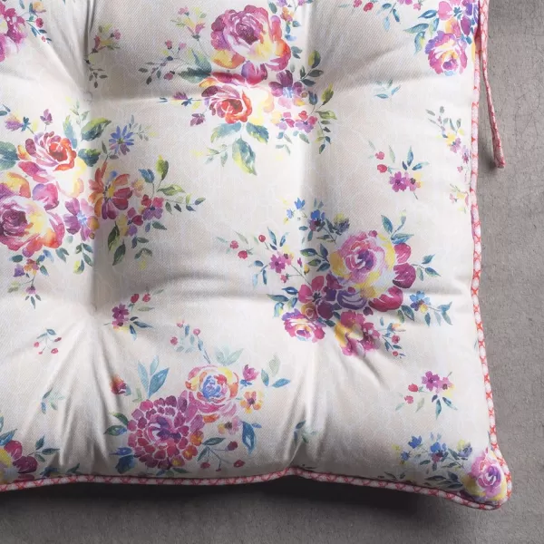 Maison d Hermine Chairpads 100 Cotton Set of 2 Decorative Chair Pads with Ties Polyester Filling CushionPillow for Office Kitchen amp Living Room Birdies On Wire  SpringSummer 16 Inch x 16 InchRose Garden