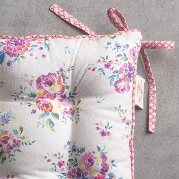 Maison d Hermine Chairpads 100 Cotton Set of 2 Decorative Chair Pads with Ties Polyester Filling CushionPillow for Office Kitchen amp Living Room Birdies On Wire  SpringSummer 16 Inch x 16 InchRose Garden