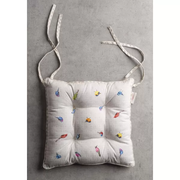 Maison d Hermine Chairpads 100 Cotton Set of 2 Decorative Chair Pads with Ties Polyester Filling CushionPillow for Office Kitchen amp Living Room Birdies On Wire  SpringSummer 16 Inch x 16 InchBirdies on Wire