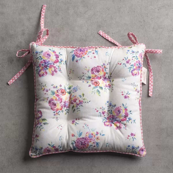 Maison d Hermine Chairpads 100 Cotton Set of 2 Decorative Chair Pads with Ties Polyester Filling CushionPillow for Office Kitchen amp Living Room Birdies On Wire  SpringSummer 16 Inch x 16 InchRose Garden