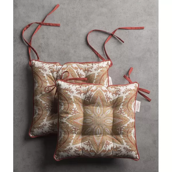Maison d Hermine Chairpads 100 Cotton Set of 2 Decorative Chair Pads with Ties Polyester Filling CushionPillow for Office Kitchen amp Living Room Birdies On Wire  SpringSummer 16 Inch x 16 InchKashmir Paisley