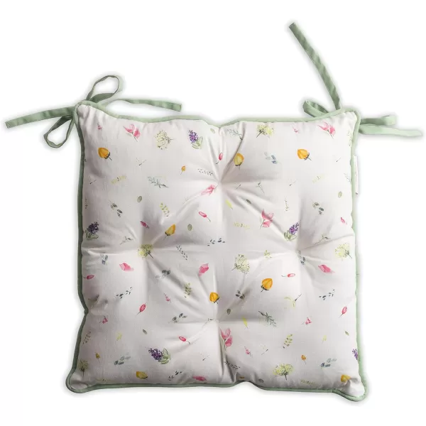 Maison d Hermine Chairpads 100 Cotton Set of 2 Decorative Chair Pads with Ties Polyester Filling CushionPillow for Office Kitchen amp Living Room Birdies On Wire  SpringSummer 16 Inch x 16 InchBotanical Fresh  All Over