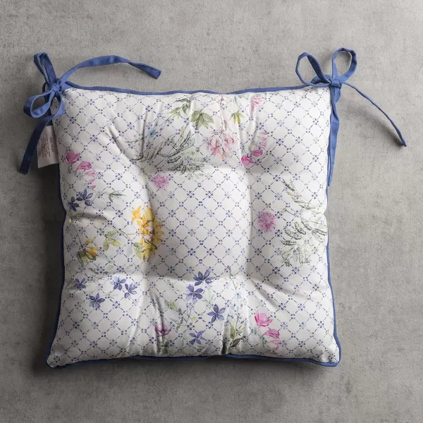 Maison d Hermine Chairpads 100 Cotton Set of 2 Decorative Chair Pads with Ties Polyester Filling CushionPillow for Office Kitchen amp Living Room Birdies On Wire  SpringSummer 16 Inch x 16 InchFaience