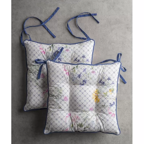 Maison d Hermine Chairpads 100 Cotton Set of 2 Decorative Chair Pads with Ties Polyester Filling CushionPillow for Office Kitchen amp Living Room Birdies On Wire  SpringSummer 16 Inch x 16 InchFaience