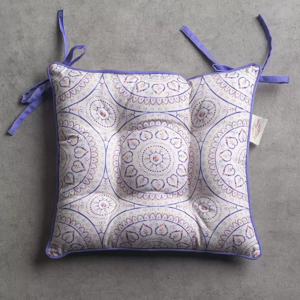 Maison d Hermine Chairpads 100 Cotton Set of 2 Decorative Chair Pads with Ties Polyester Filling CushionPillow for Office Kitchen amp Living Room Birdies On Wire  SpringSummer 16 Inch x 16 InchMandala