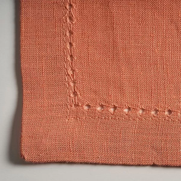 Maison d Hermine Placemats 100 Linen Decorative Cloth Place Mat Washable Dinner Placemat for Holiday Dinner Wedding Baby Shower amp Dining Avignon  Jet Stream Set of 413x19 Placemats Avignon  Brandied Melon
