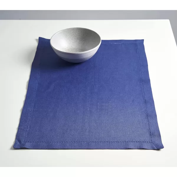 Maison d Hermine Placemats 100 Linen Decorative Cloth Place Mat Washable Dinner Placemat for Holiday Dinner Wedding Baby Shower amp Dining Avignon  Jet Stream Set of 413x19 Placemats Avignon  Twlight Blue