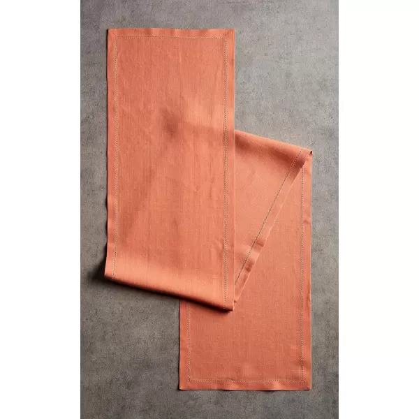 Maison d Hermine Placemats 100 Linen Decorative Cloth Place Mat Washable Dinner Placemat for Holiday Dinner Wedding Baby Shower amp Dining Avignon  Jet Stream Set of 414x48 Table Runner Avignon  Brandied Melon