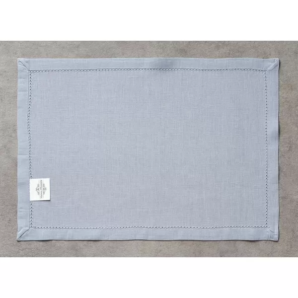 Maison d Hermine Placemats 100 Linen Decorative Cloth Place Mat Washable Dinner Placemat for Holiday Dinner Wedding Baby Shower amp Dining Avignon  Jet Stream Set of 413x19 Placemats Avignon  Niagara Mist
