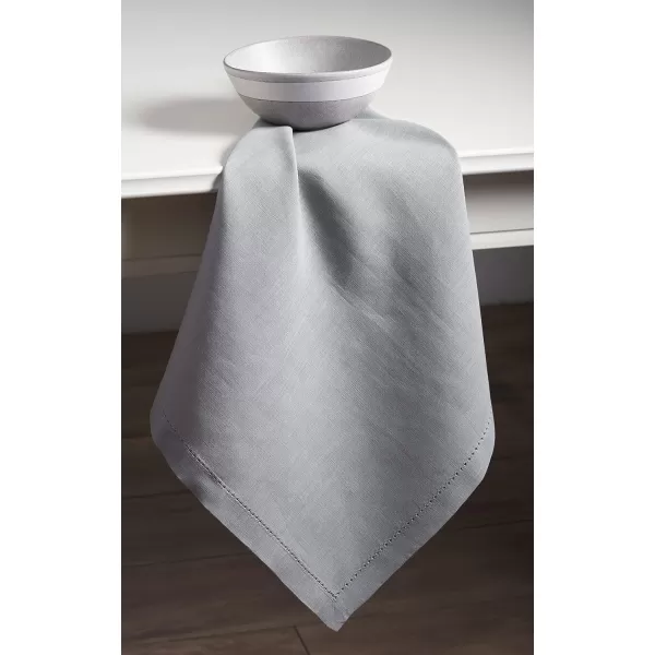 Maison d Hermine Placemats 100 Linen Decorative Cloth Place Mat Washable Dinner Placemat for Holiday Dinner Wedding Baby Shower amp Dining Avignon  Jet Stream Set of 420x20 Napkins Avignon  Silver Sconce