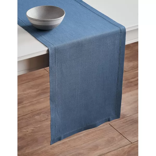 Maison d Hermine Placemats 100 Linen Decorative Cloth Place Mat Washable Dinner Placemat for Holiday Dinner Wedding Baby Shower amp Dining Avignon  Jet Stream Set of 414x36 Table Runner Avignon  Bering Sea