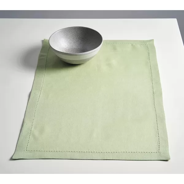 Maison d Hermine Placemats 100 Linen Decorative Cloth Place Mat Washable Dinner Placemat for Holiday Dinner Wedding Baby Shower amp Dining Avignon  Jet Stream Set of 413x19 Placemats Avignon  Tender Green