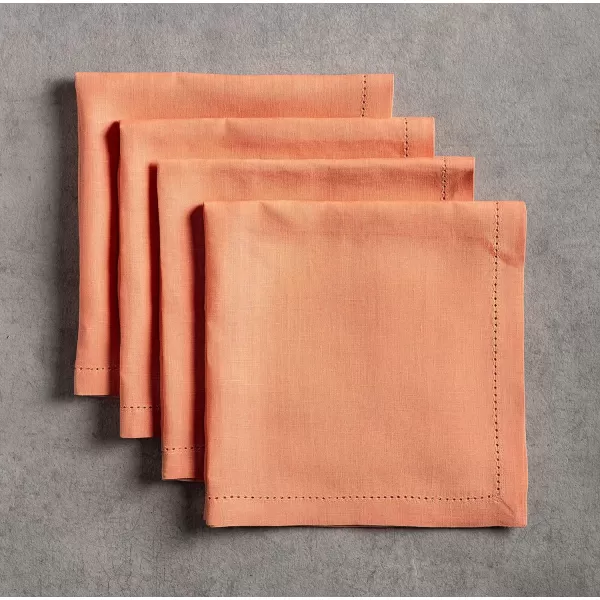 Maison d Hermine Placemats 100 Linen Decorative Cloth Place Mat Washable Dinner Placemat for Holiday Dinner Wedding Baby Shower amp Dining Avignon  Jet Stream Set of 420x20 Napkins Avignon  Brandied Melon