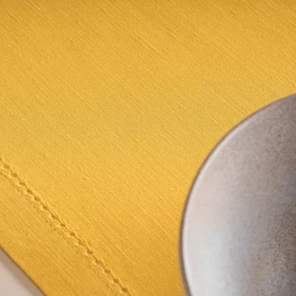 Maison d Hermine Placemats 100 Linen Decorative Cloth Place Mat Washable Dinner Placemat for Holiday Dinner Wedding Baby Shower amp Dining Avignon  Jet Stream Set of 414x90 Table Runner Avignon  Ochre