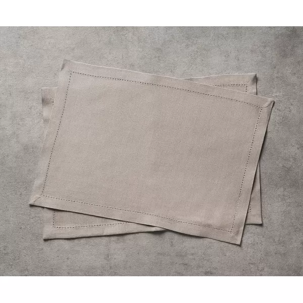 Maison d Hermine Placemats 100 Linen Decorative Cloth Place Mat Washable Dinner Placemat for Holiday Dinner Wedding Baby Shower amp Dining Avignon  Jet Stream Set of 413x19 Placemats Avignon  Satellite