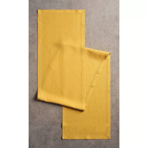 Maison d Hermine Placemats 100 Linen Decorative Cloth Place Mat Washable Dinner Placemat for Holiday Dinner Wedding Baby Shower amp Dining Avignon  Jet Stream Set of 414x48 Table Runner Avignon  Ochre