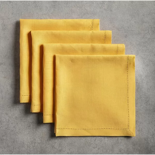Maison d Hermine Placemats 100 Linen Decorative Cloth Place Mat Washable Dinner Placemat for Holiday Dinner Wedding Baby Shower amp Dining Avignon  Jet Stream Set of 420x20 Napkins Avignon  Ochre