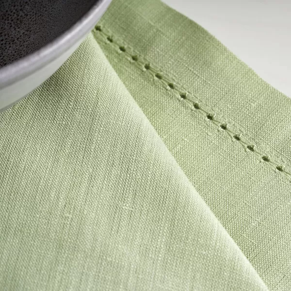 Maison d Hermine Placemats 100 Linen Decorative Cloth Place Mat Washable Dinner Placemat for Holiday Dinner Wedding Baby Shower amp Dining Avignon  Jet Stream Set of 420x20 Napkins Avignon  Tender Green