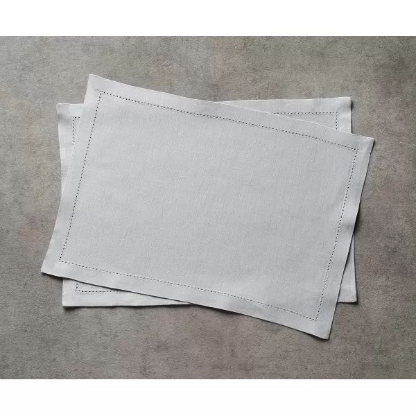 Maison d Hermine Placemats 100 Linen Decorative Cloth Place Mat Washable Dinner Placemat for Holiday Dinner Wedding Baby Shower amp Dining Avignon  Jet Stream Set of 413x19 Placemats Avignon  Micro Chip