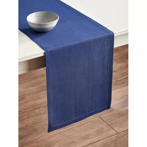 Maison d Hermine Placemats 100 Linen Decorative Cloth Place Mat Washable Dinner Placemat for Holiday Dinner Wedding Baby Shower amp Dining Avignon  Jet Stream Set of 414x36 Table Runner Avignon  Twlight Blue