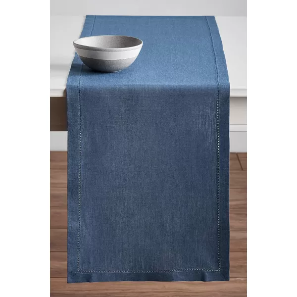 Maison d Hermine Placemats 100 Linen Decorative Cloth Place Mat Washable Dinner Placemat for Holiday Dinner Wedding Baby Shower amp Dining Avignon  Jet Stream Set of 414x48 Table Runner Avignon  Bering Sea