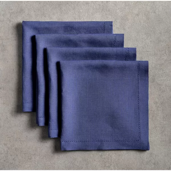 Maison d Hermine Placemats 100 Linen Decorative Cloth Place Mat Washable Dinner Placemat for Holiday Dinner Wedding Baby Shower amp Dining Avignon  Jet Stream Set of 420x20 Napkins Avignon  Twlight Blue