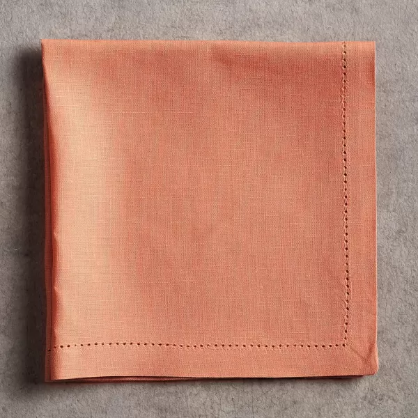 Maison d Hermine Placemats 100 Linen Decorative Cloth Place Mat Washable Dinner Placemat for Holiday Dinner Wedding Baby Shower amp Dining Avignon  Jet Stream Set of 420x20 Napkins Avignon  Brandied Melon