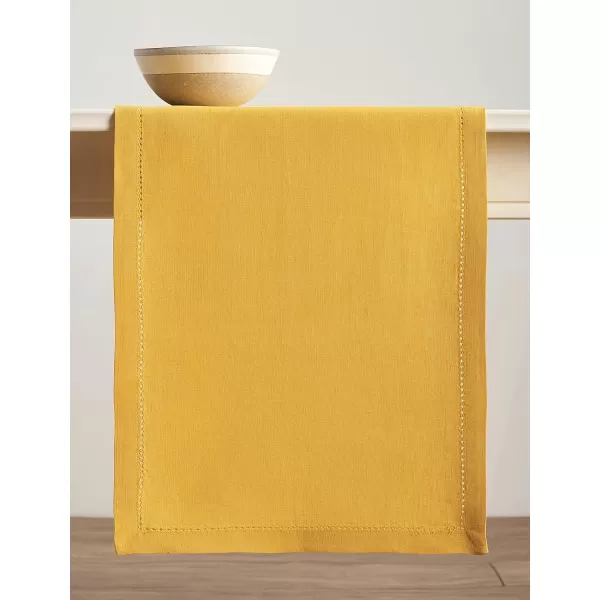 Maison d Hermine Placemats 100 Linen Decorative Cloth Place Mat Washable Dinner Placemat for Holiday Dinner Wedding Baby Shower amp Dining Avignon  Jet Stream Set of 414x48 Table Runner Avignon  Ochre