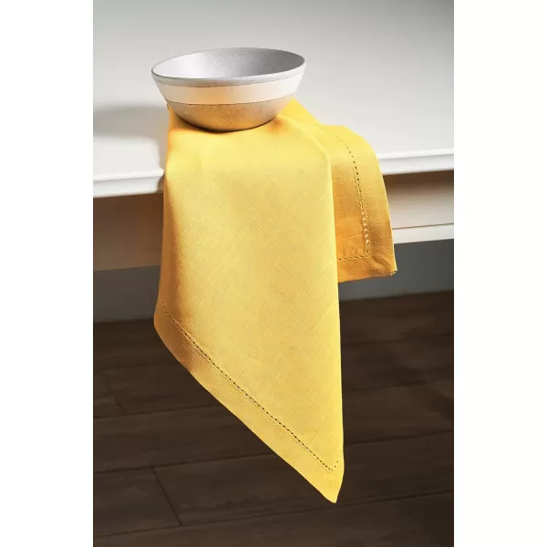 Maison d Hermine Placemats 100 Linen Decorative Cloth Place Mat Washable Dinner Placemat for Holiday Dinner Wedding Baby Shower amp Dining Avignon  Jet Stream Set of 420x20 Napkins Avignon  Ochre
