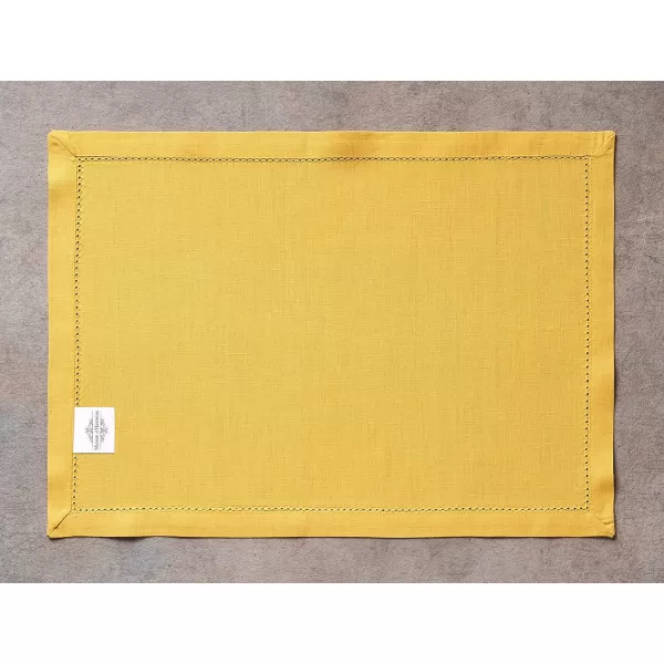 Maison d Hermine Placemats 100 Linen Decorative Cloth Place Mat Washable Dinner Placemat for Holiday Dinner Wedding Baby Shower amp Dining Avignon  Jet Stream Set of 413x19 Placemats Avignon  Ochre